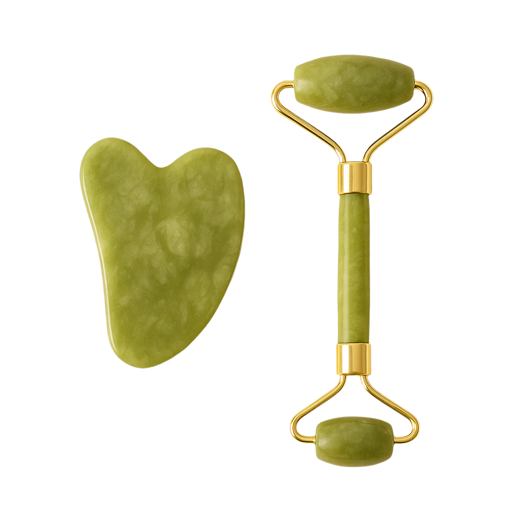 Natural Jade Roller & Gua Sha – Face Sculpting & Lymphatic Drainage Tool