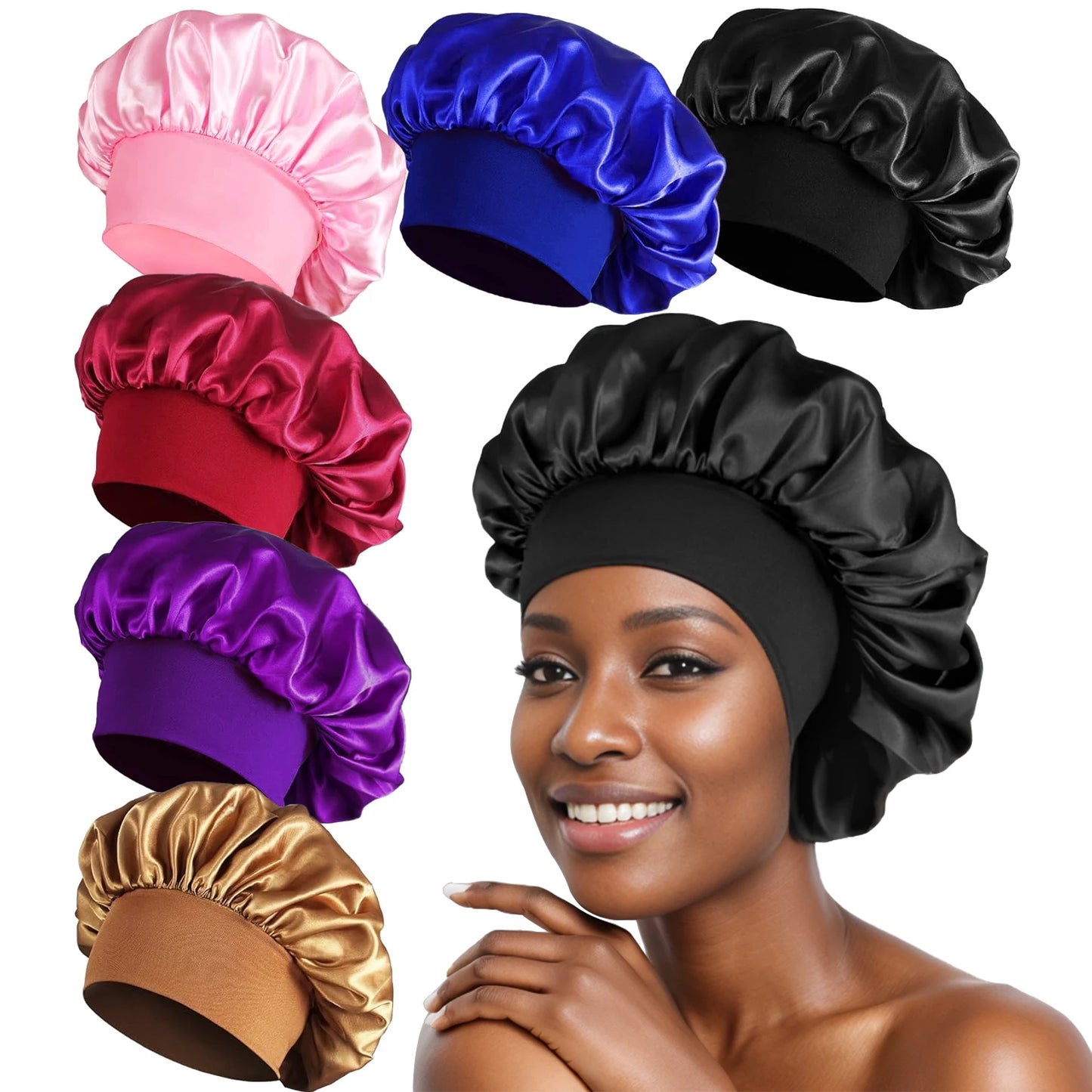 Satin Sleep Bonnet with Soft Elastic Band
