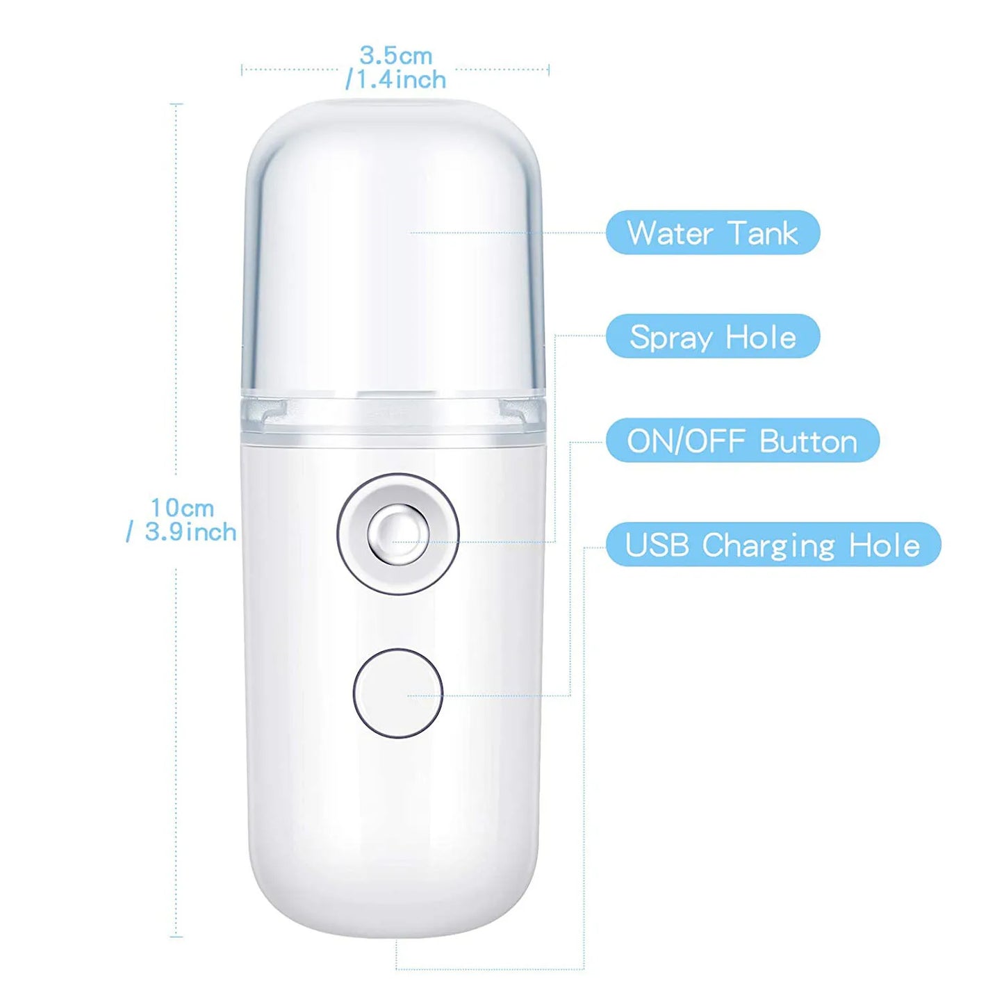Mini Portable Facial Steamer – 30ml Rechargeable Nano Mist Hydrator