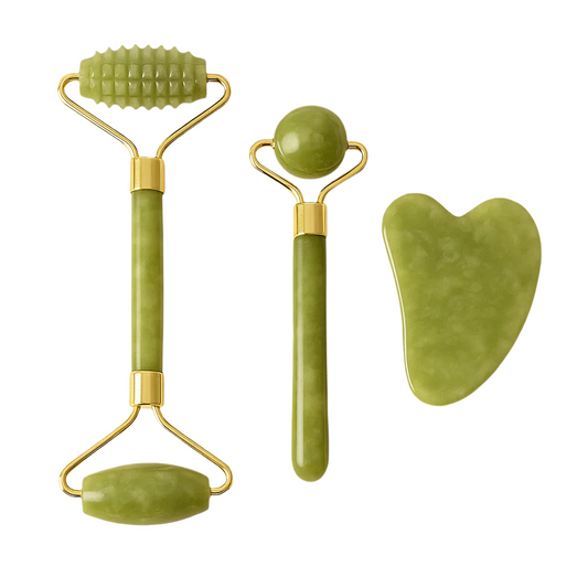 Natural Jade Roller & Gua Sha – Face Sculpting & Lymphatic Drainage Tool