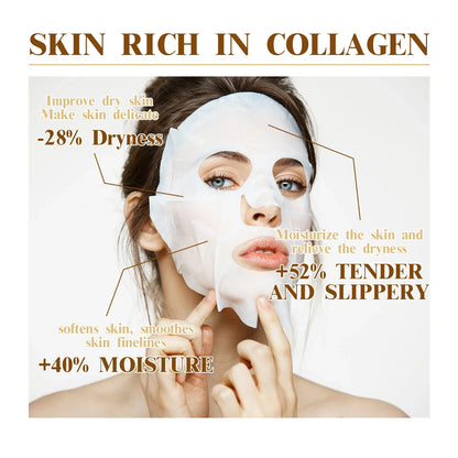 10-Pack Collagen Facial Masks – Hydrating & Wrinkle-Reducing Korean Skincare
