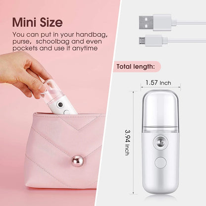 Mini Portable Facial Steamer – 30ml Rechargeable Nano Mist Hydrator