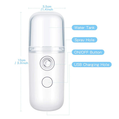 Mini Portable Facial Steamer – 30ml Rechargeable Nano Mist Hydrator